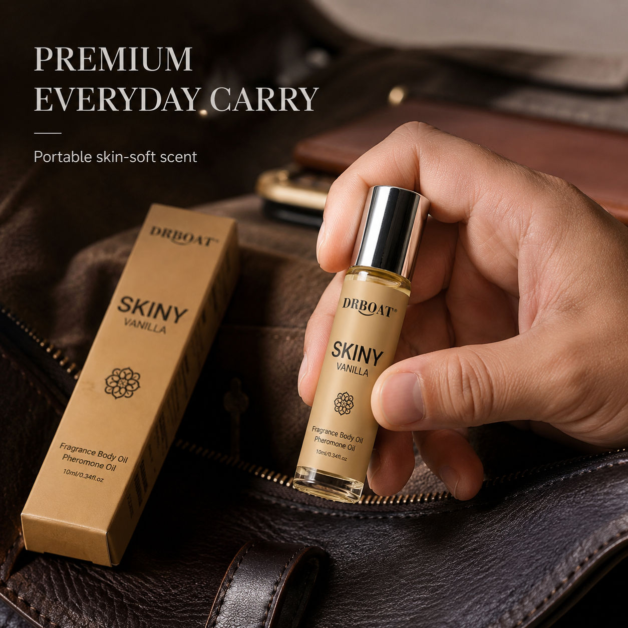 Perfume Alcohol Fragrance - メンズ用ロールオンフレグランスオイル。肌に優しく、バニラとホワイトムスクの温かみのあるウッディな香り。アルコール不使用で、持ち運びにも便利なロールオンタイプの香水。