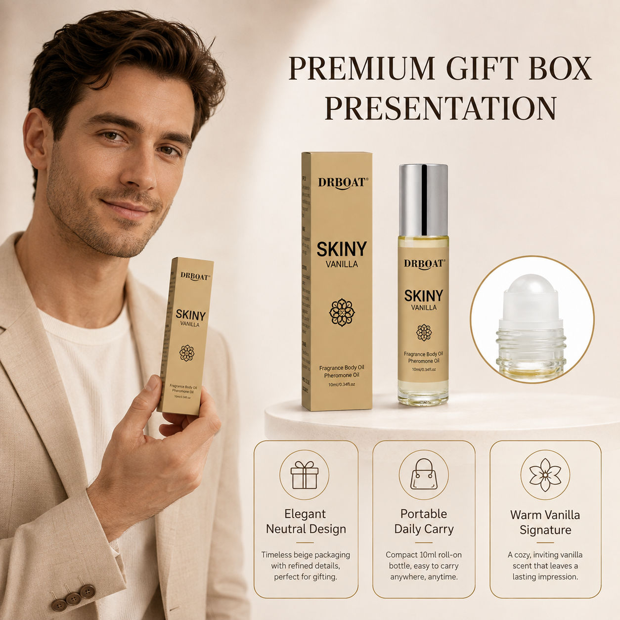 メンズ用ロールオンフレグランスオイル。肌に優しく、バニラとホ - Perfume Alcohol Fragrance のレビューと価格