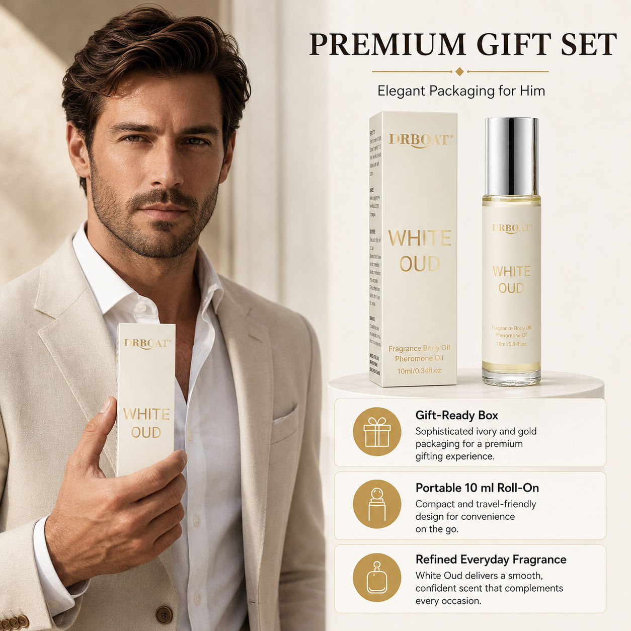メンズ用ロールオン香水オイル、フレッシュな柑橘系と白檀の香り - Perfume Alcohol Fragrance のレビューと価格
