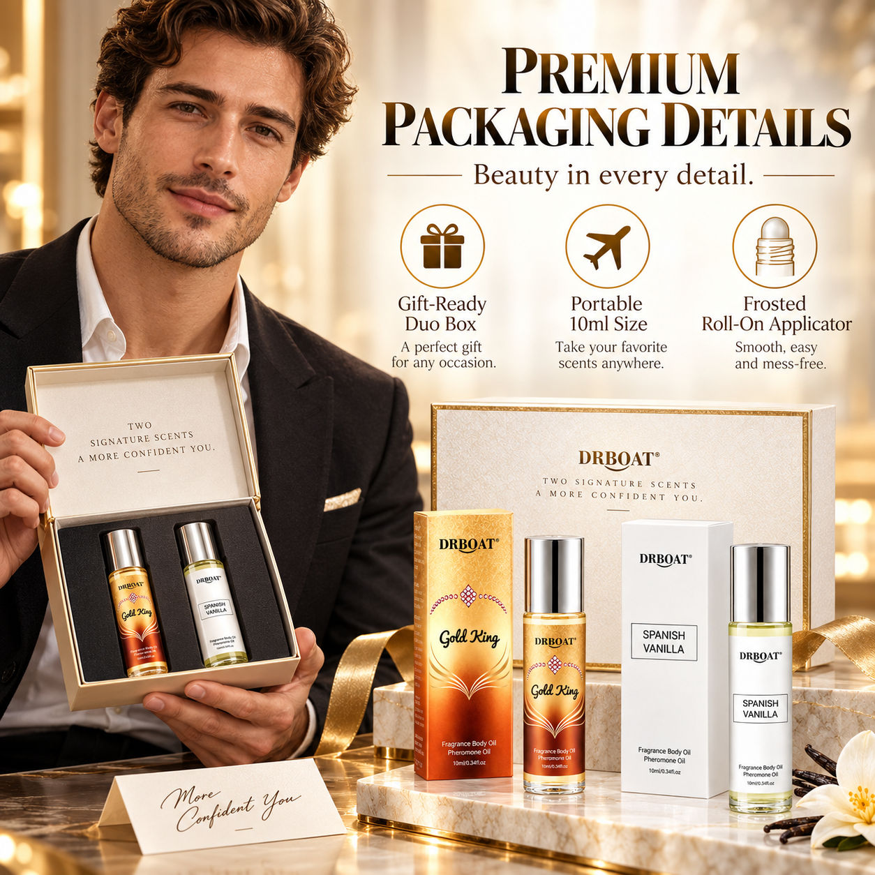 メンズ デュオ ロールオン 香水オイル セット。温かみのある - Perfume Alcohol Fragrance のレビューと価格