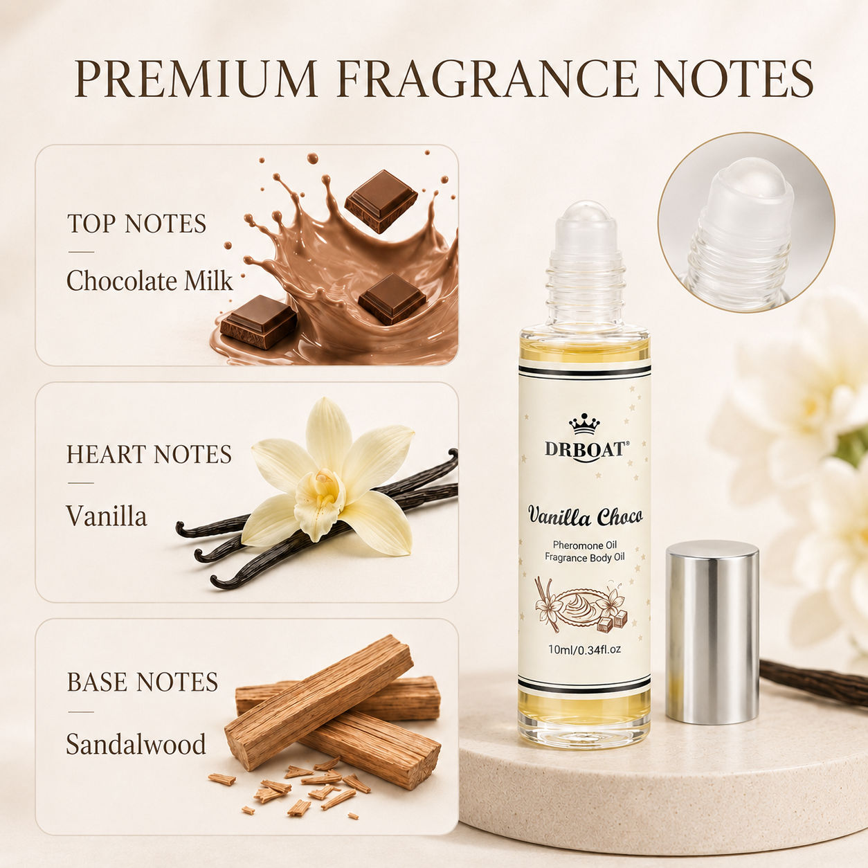 女性用 バニラ チョコレート サンダルウッド ロールオン 香 - Perfume Fragrance Oil のレビューと価格